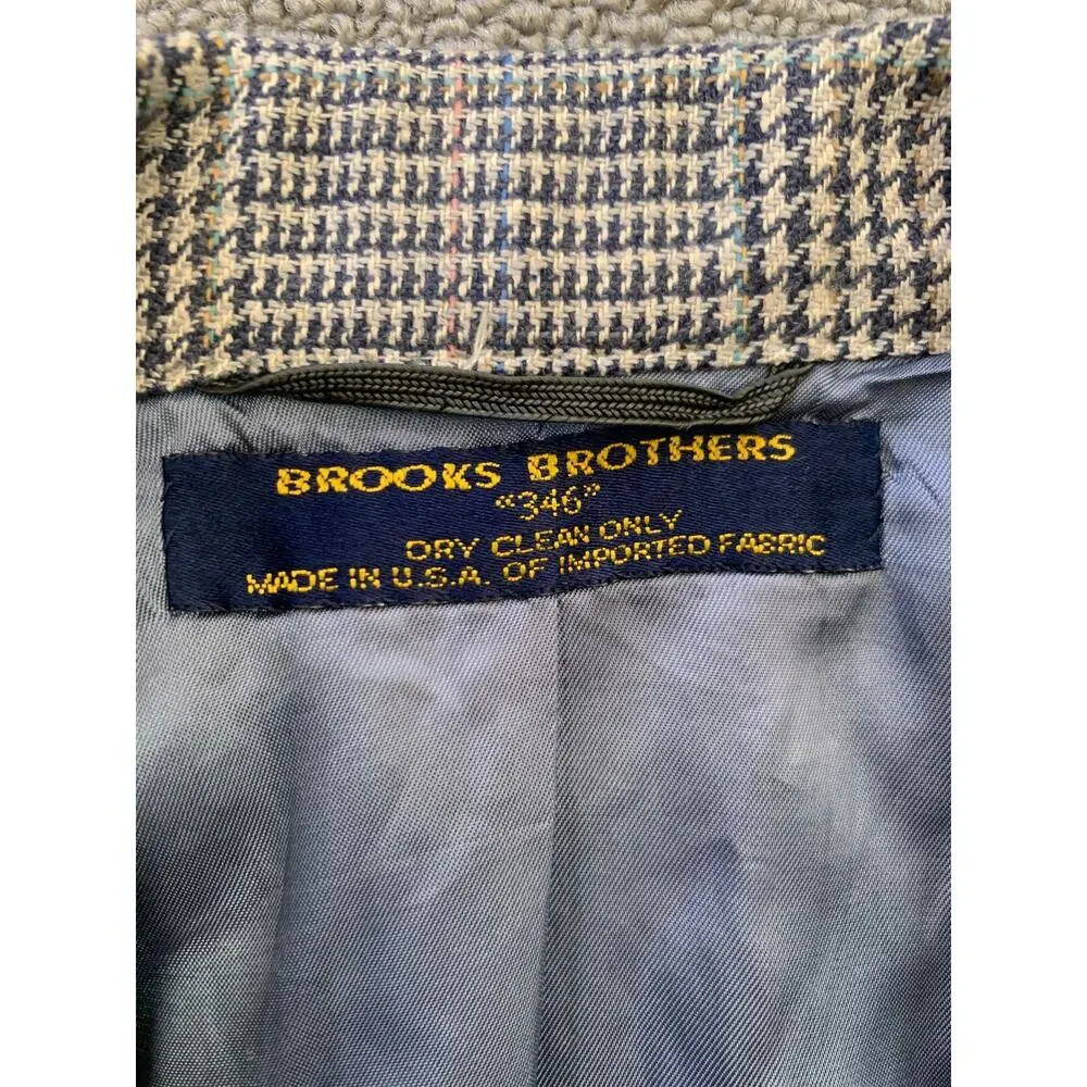 Vintage‎ Brooks Brothers 346 Men's 42R Beige Plaid Wool Sport Coat Blazer
